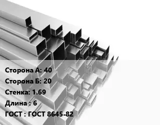 Труба профильная 40х20 s=1.69 L=6 ГОСТ: ГОСТ 8645-82